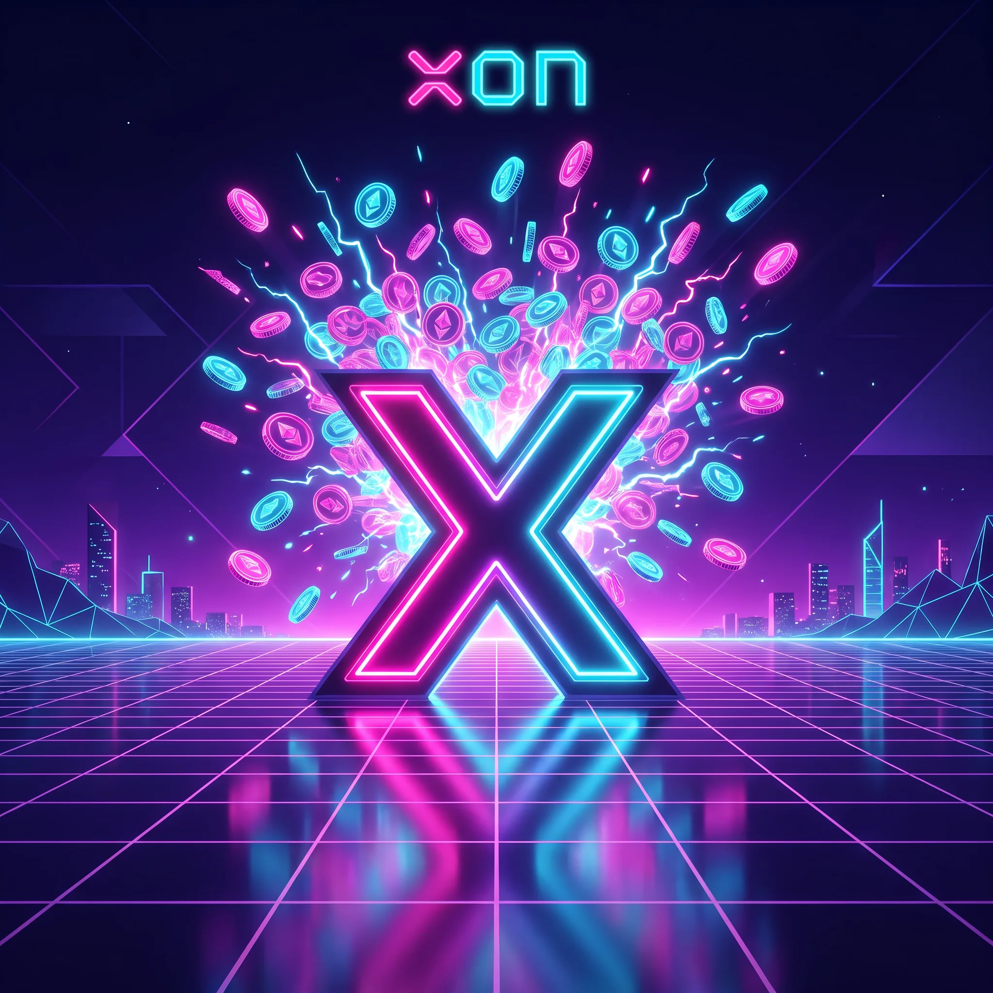 Xon Bet neon bonus symbol and coins